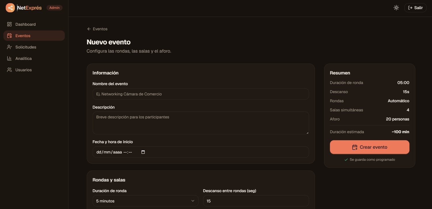 Configuración de un evento nuevo